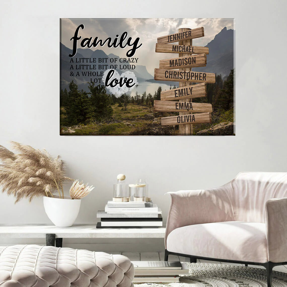 Mountain Range Color A Little Whole Lot of Love Multi-Names Premium Canvas #5