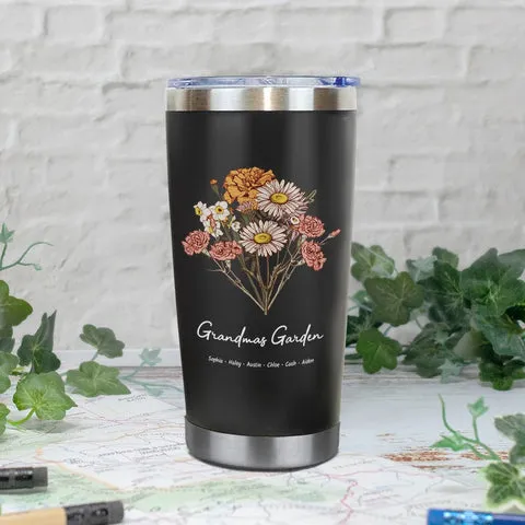 Birth Flower Family Bouquet Custom Stainless Steel Tumbler
