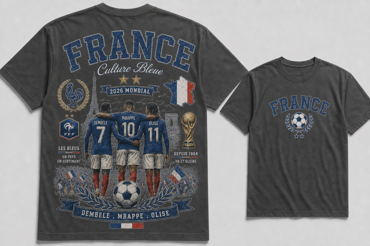 France 2026 Mondial Les Bleus Vintage Soccer Graphic Tee