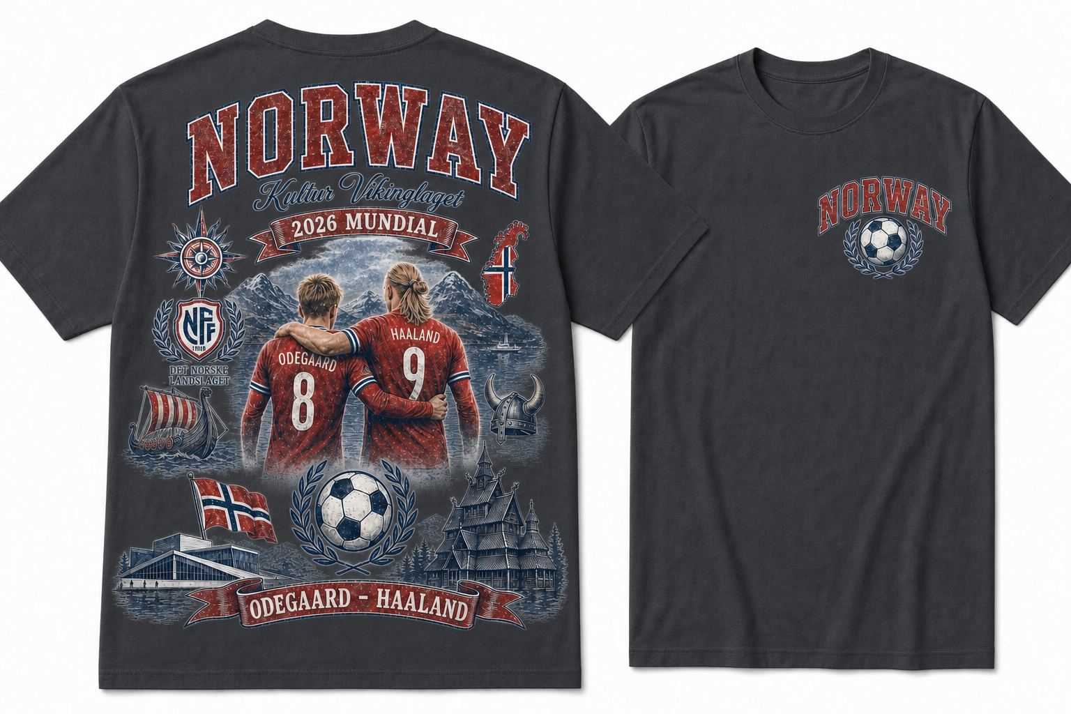 Norway Kultur Vikinglaget 2026 Mundial Dual-Sided Graphic Tee