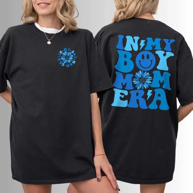 “Boy Mom Era” Retro Groovy Graphic Tee