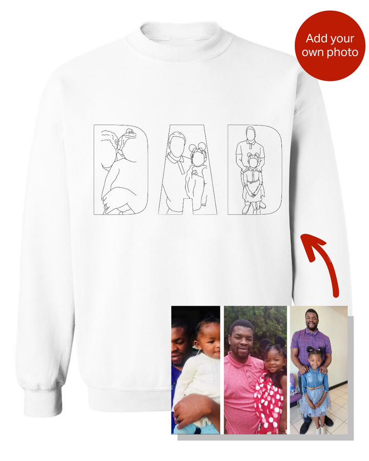 🔥 Hot Sale! Embroidered Hoodie for Father's Day- Customize with 'DAD' or 'MOM' - Personalized Sweatshirt with Custom Photo 