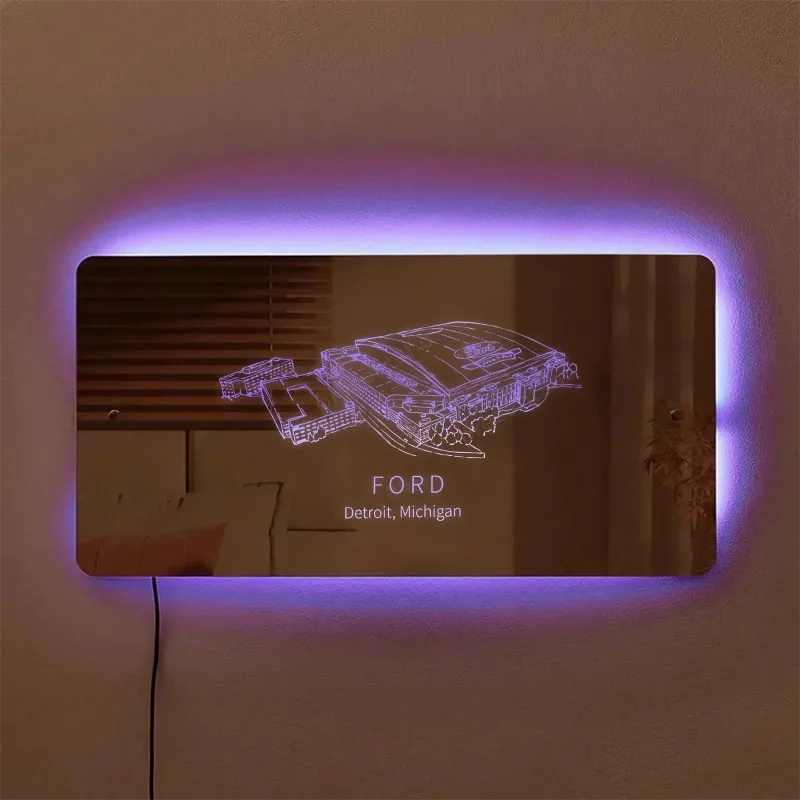 Ford Field Stadium  Mirror Light-Gifts For Sports Lovers、Detroit Lions、Michigan、NFL