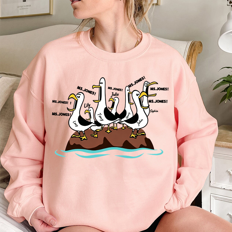 Personalized "Finding Nemo Seagull" Teacher T-Shirt - Custom Teacher Name Funny School Tee, Teacher Appreciation Gift