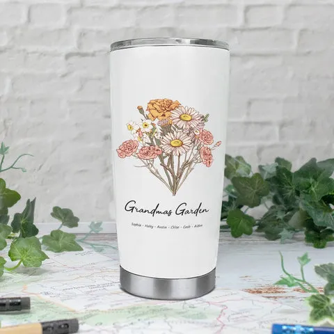 Birth Flower Family Bouquet Custom Stainless Steel Tumbler