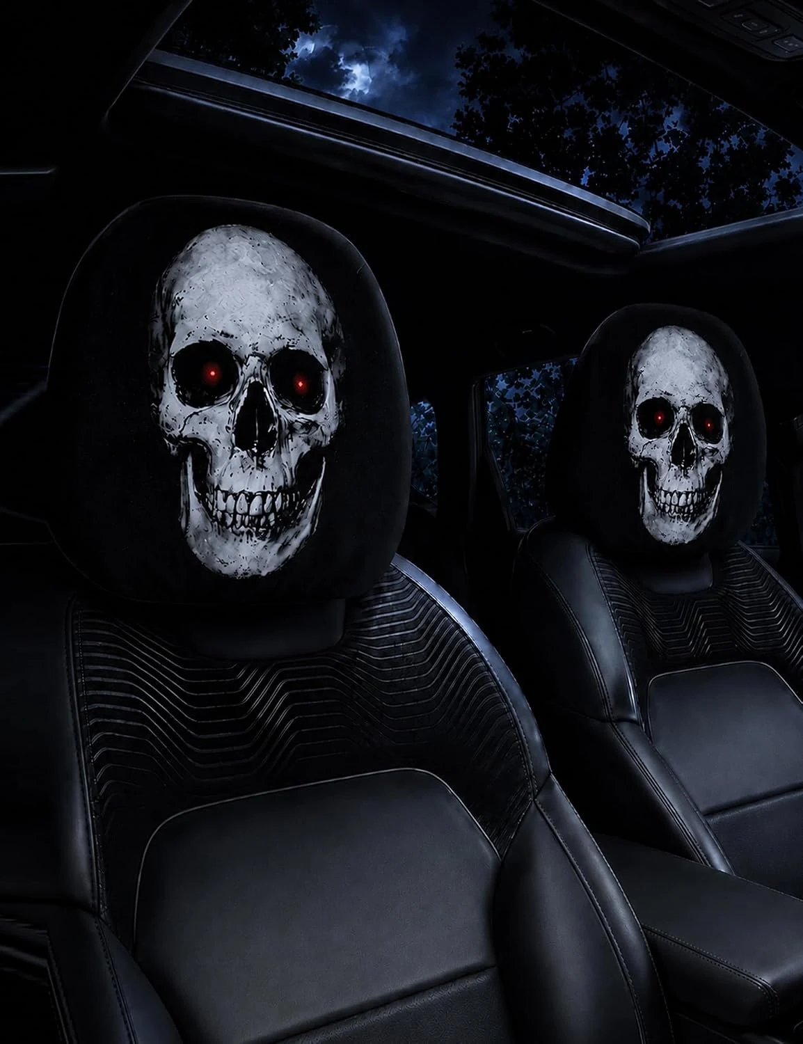 Ghost Face Car Headrest Covers - Style I (2PC) image 1