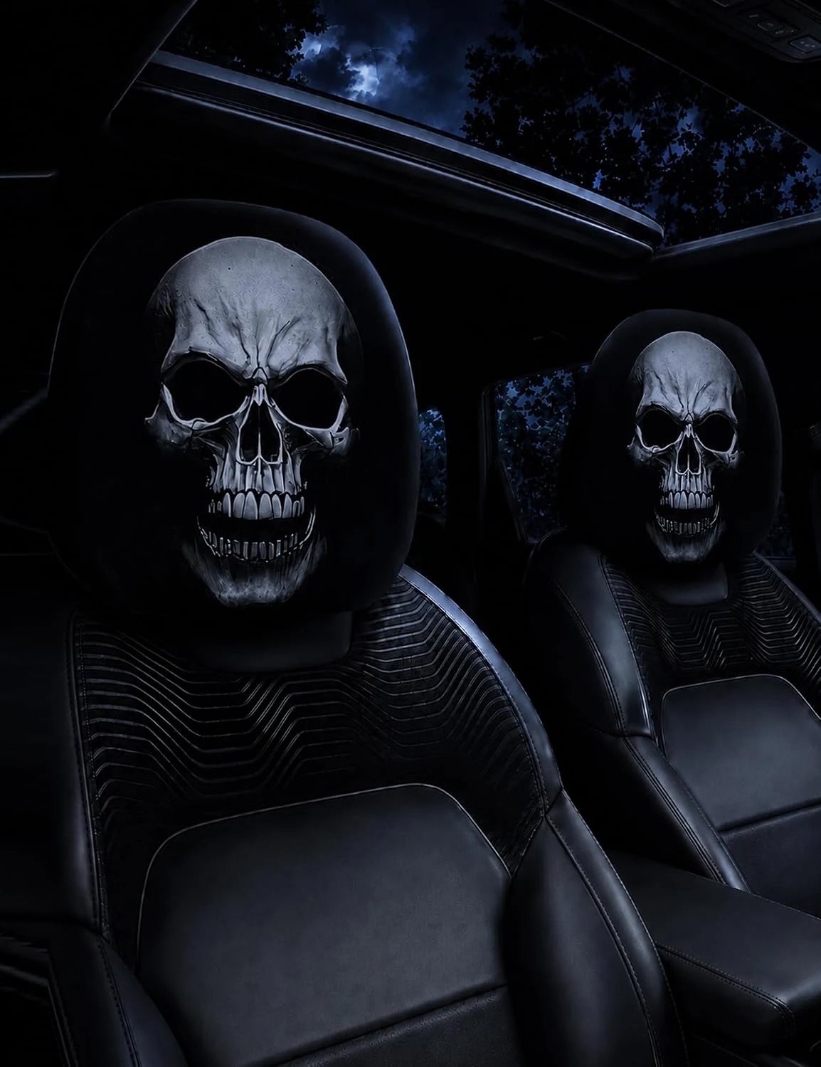 Ghost Face Car Headrest Covers - Style J (2PC) image 1