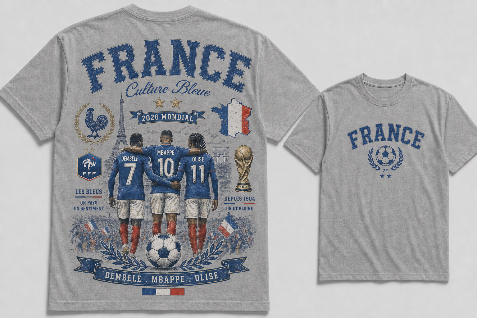 France 2026 Mondial Les Bleus Vintage Soccer Graphic Tee