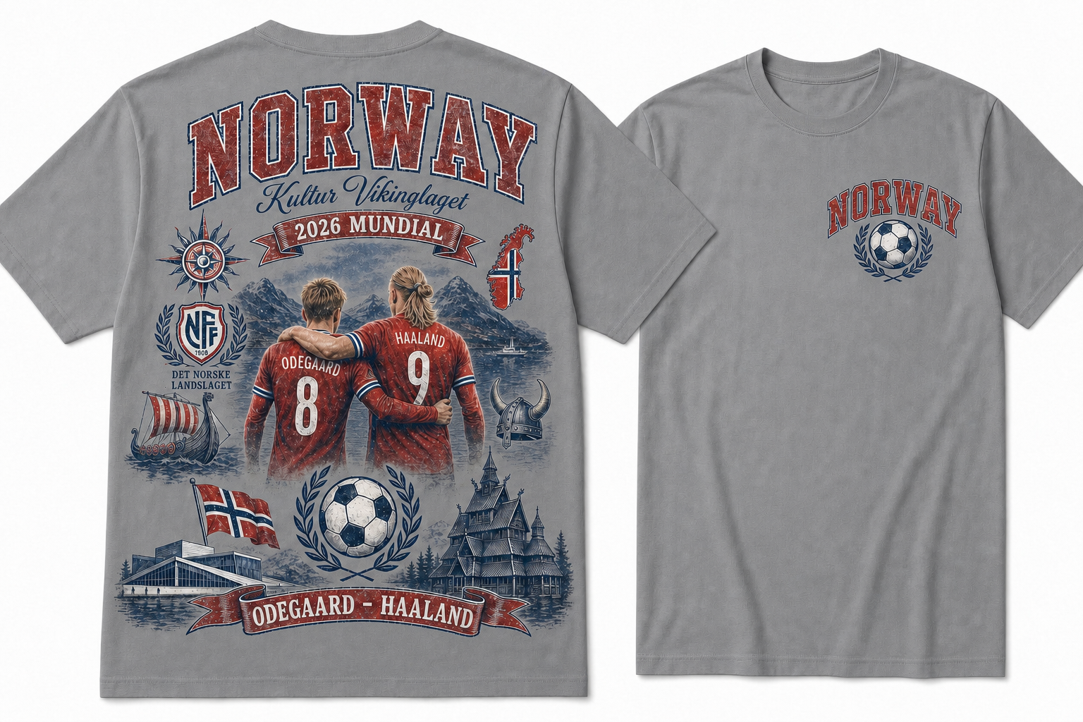 Norway Kultur Vikinglaget 2026 Mundial Dual-Sided Graphic Tee