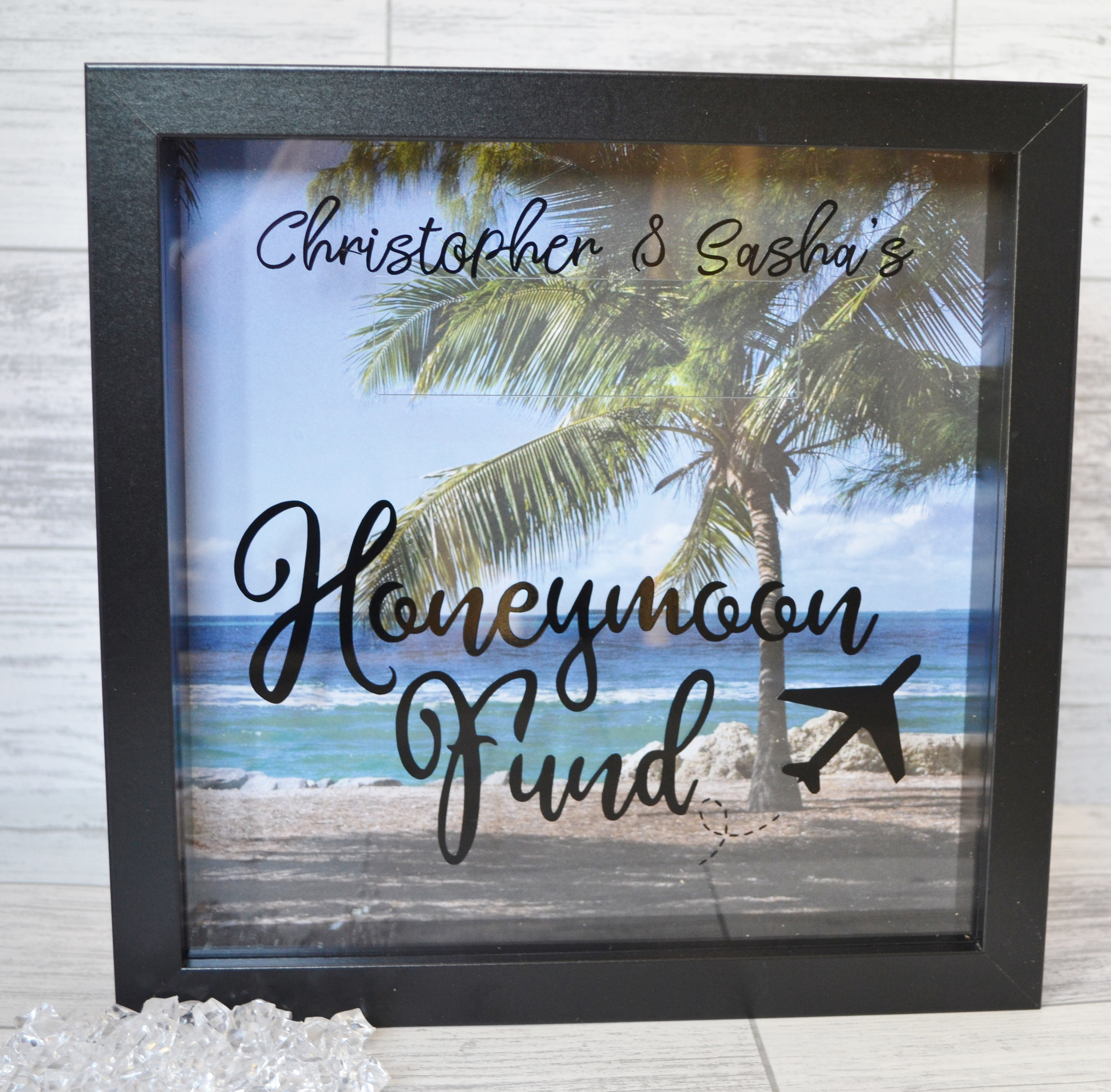 Honeymoon fund personalized money box valentine's day gift.