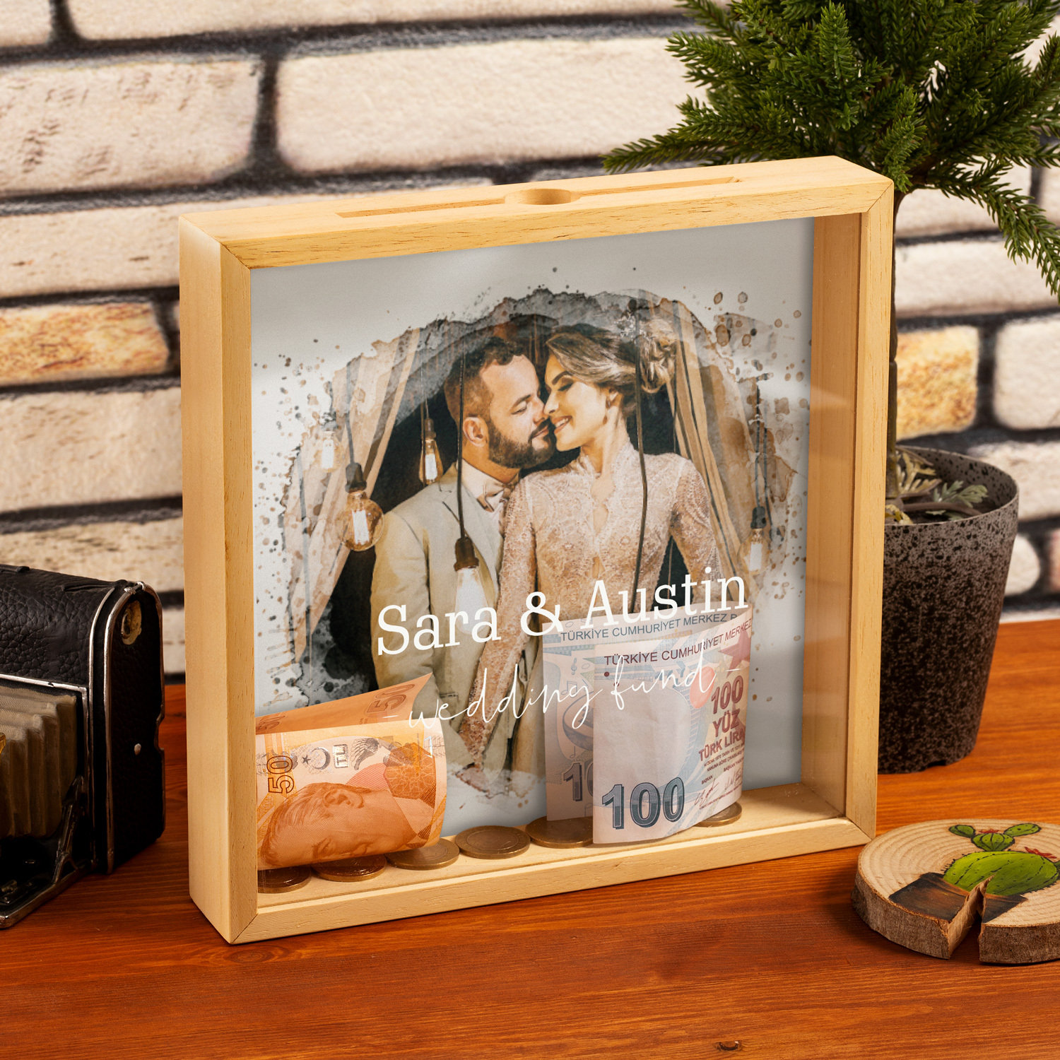 Honeymoon fund personalized money box valentine's day gift.
