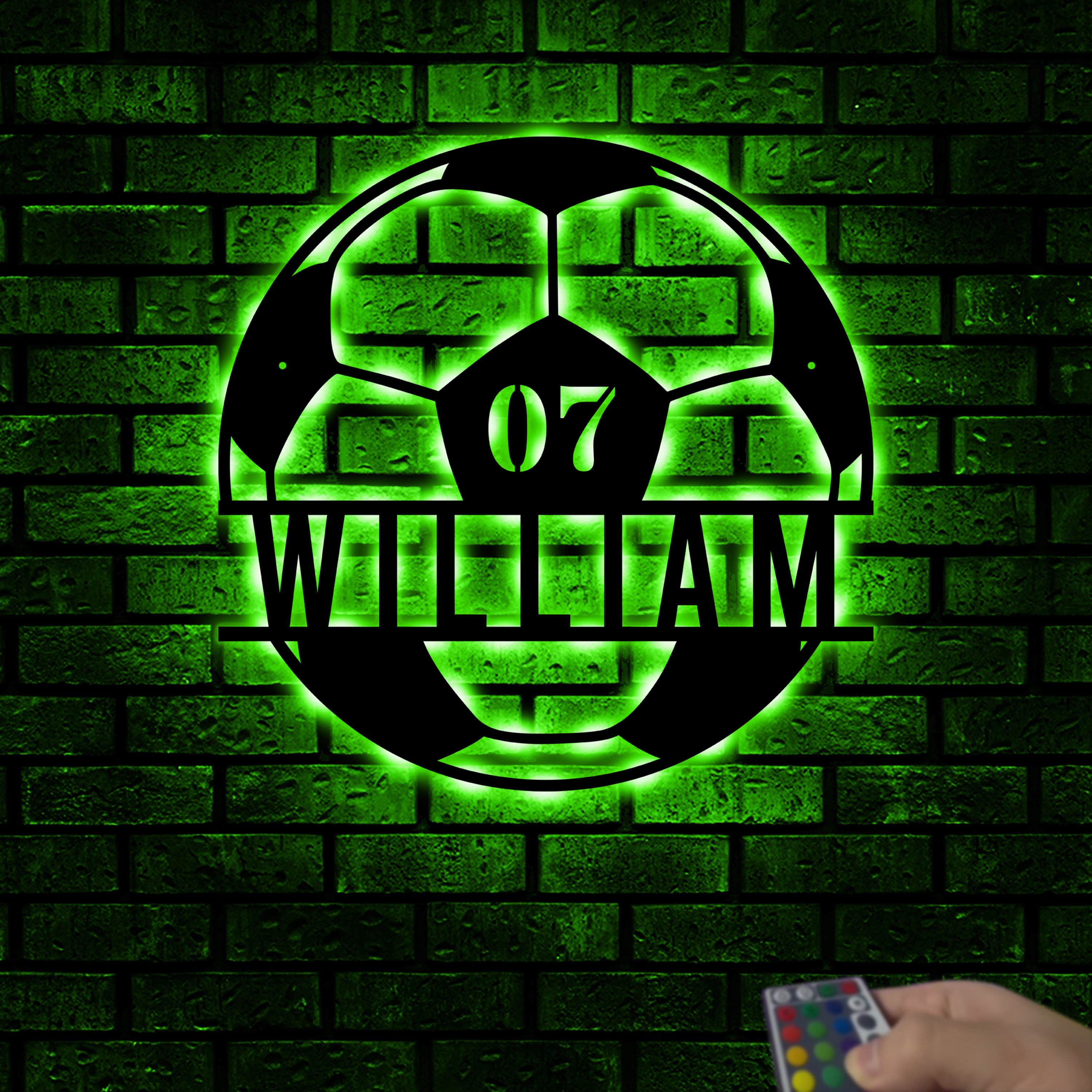 Personalized Soccer Monogram Sign With Led Lights