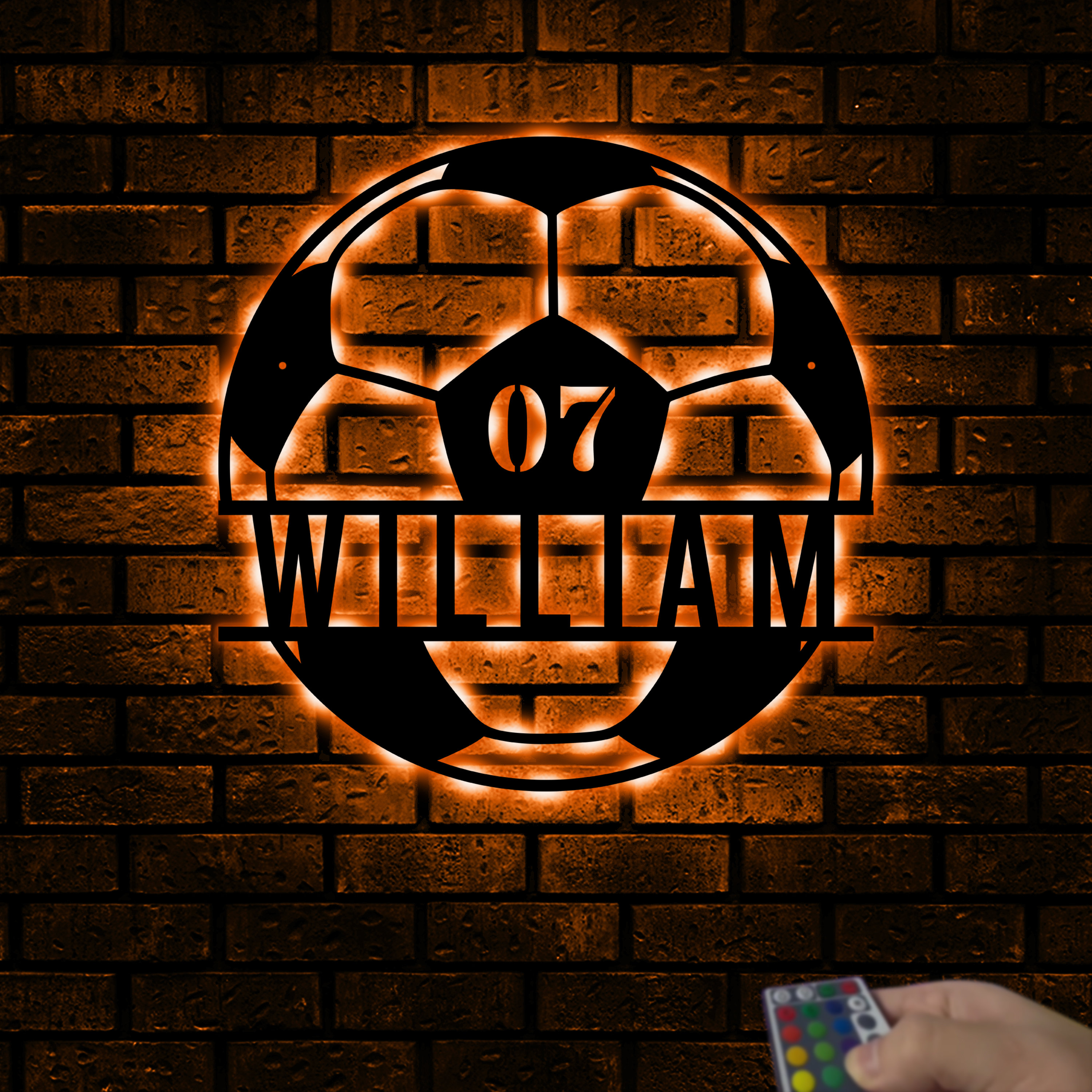 Personalized Soccer Monogram Sign With Led Lights