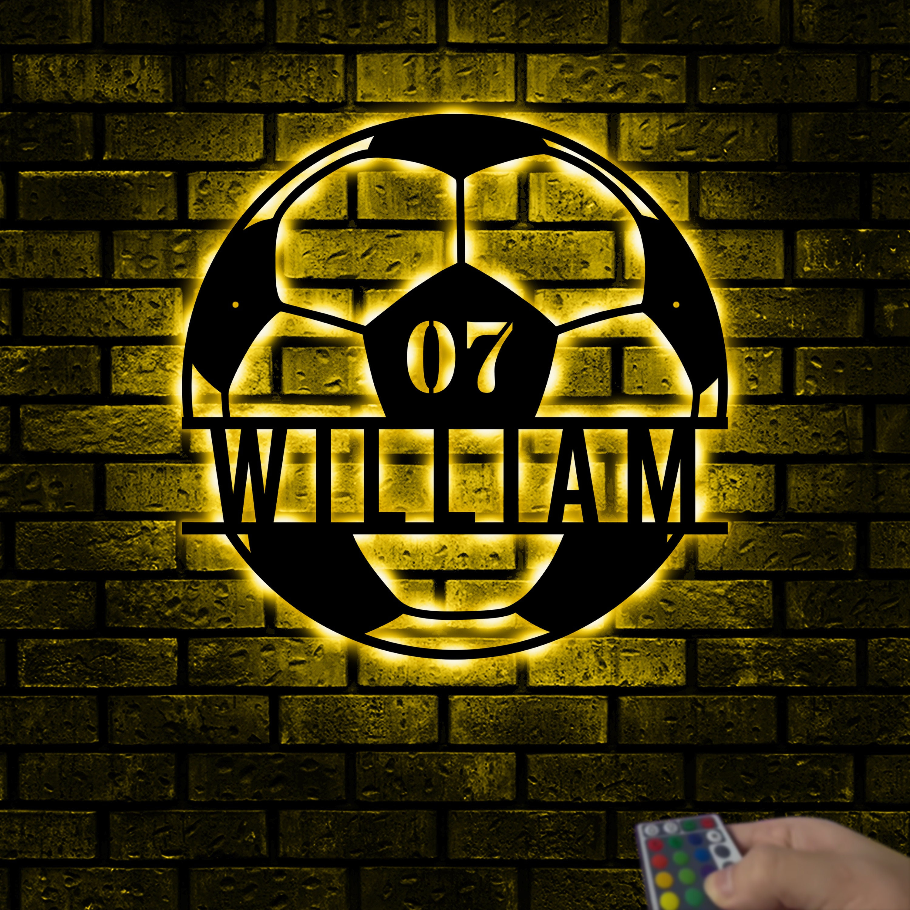 Personalized Soccer Monogram Sign With Led Lights