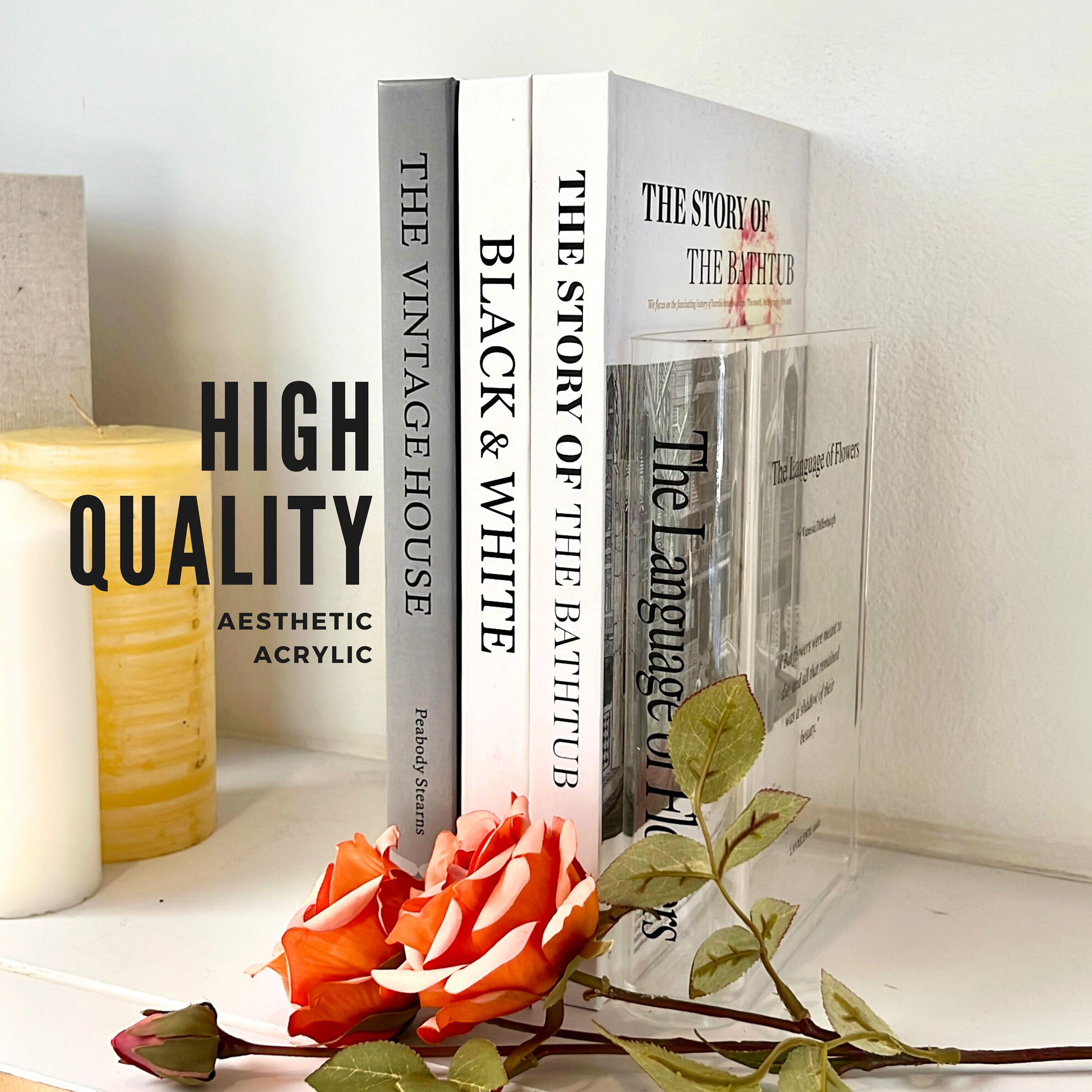 Acrylic Book Vase Custom Bookshelf Decor Special Gift