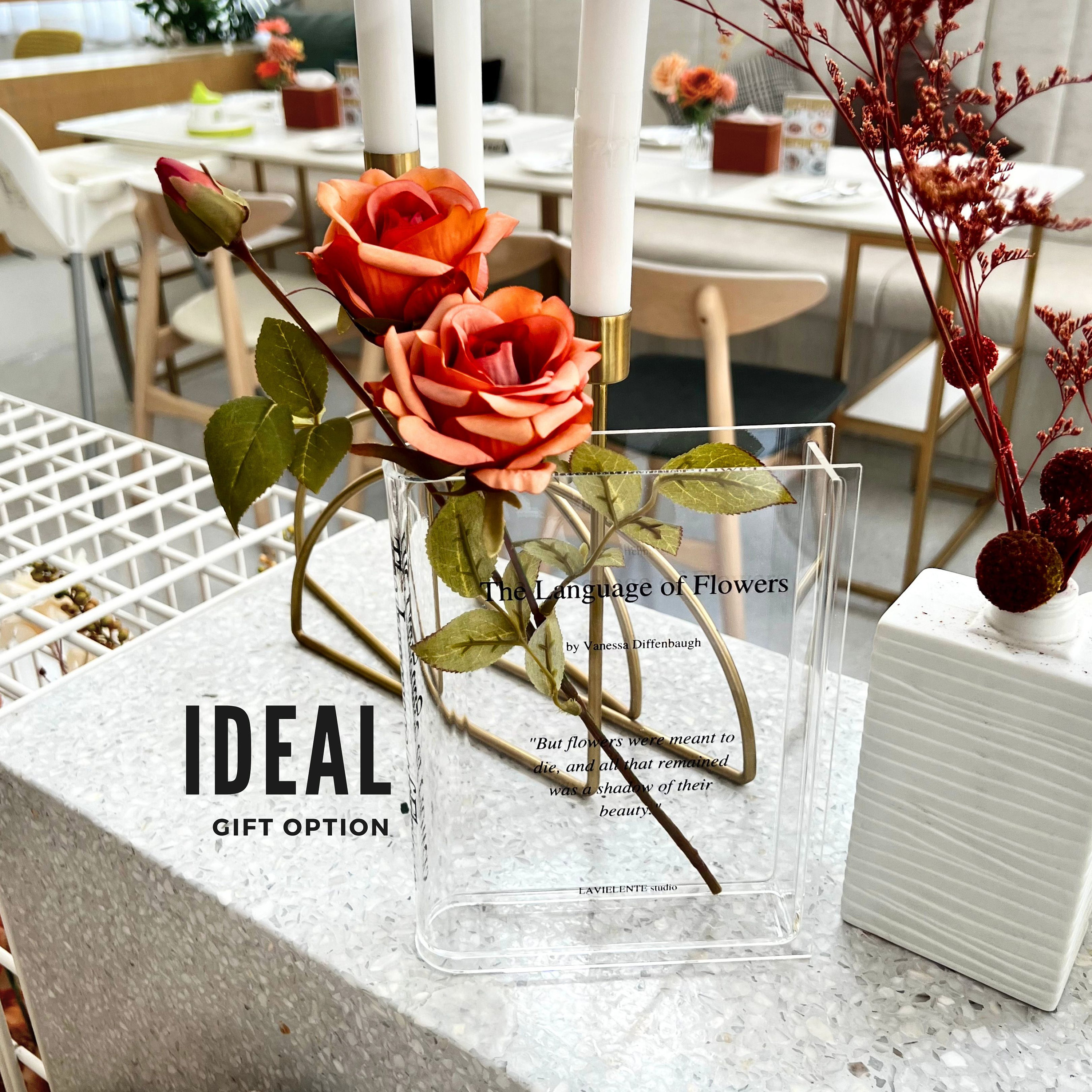 Acrylic Book Vase Custom Bookshelf Decor Special Gift