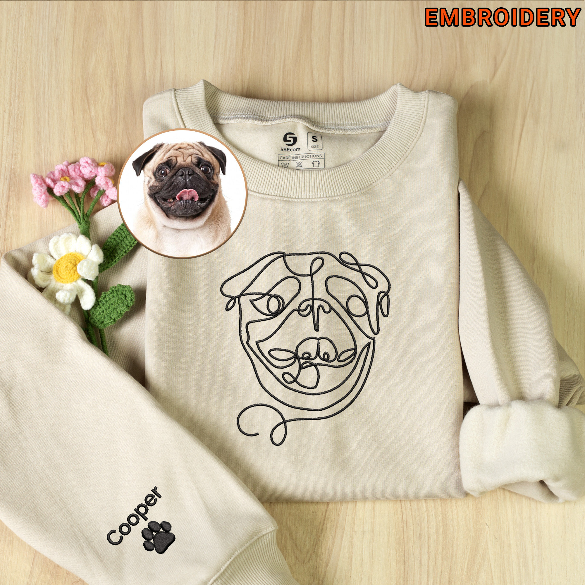 Custom Embroidered Line Drawing Hoodie❤️