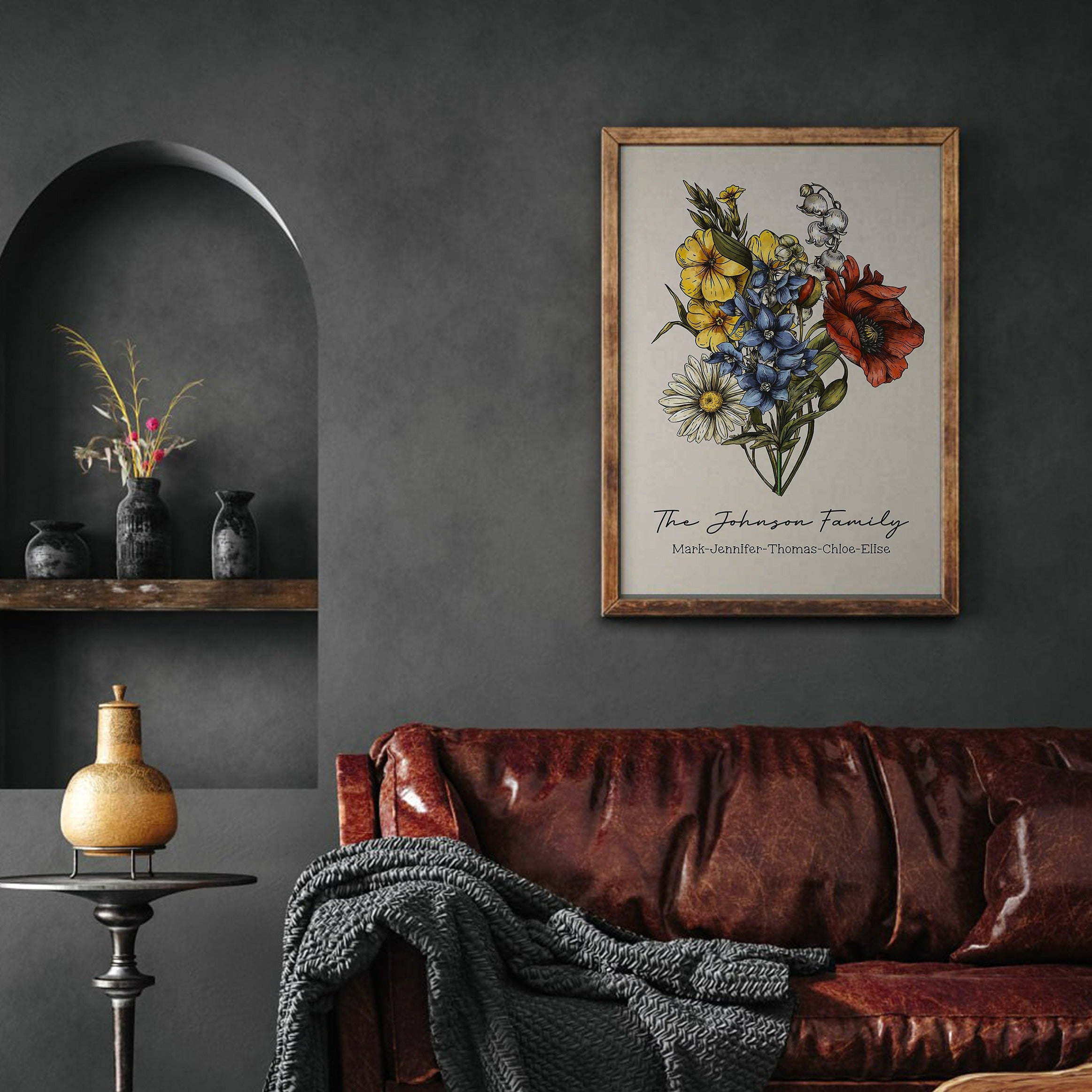 50%OFF🌷Birth Flower Family Bouquet Personalized Names Frame