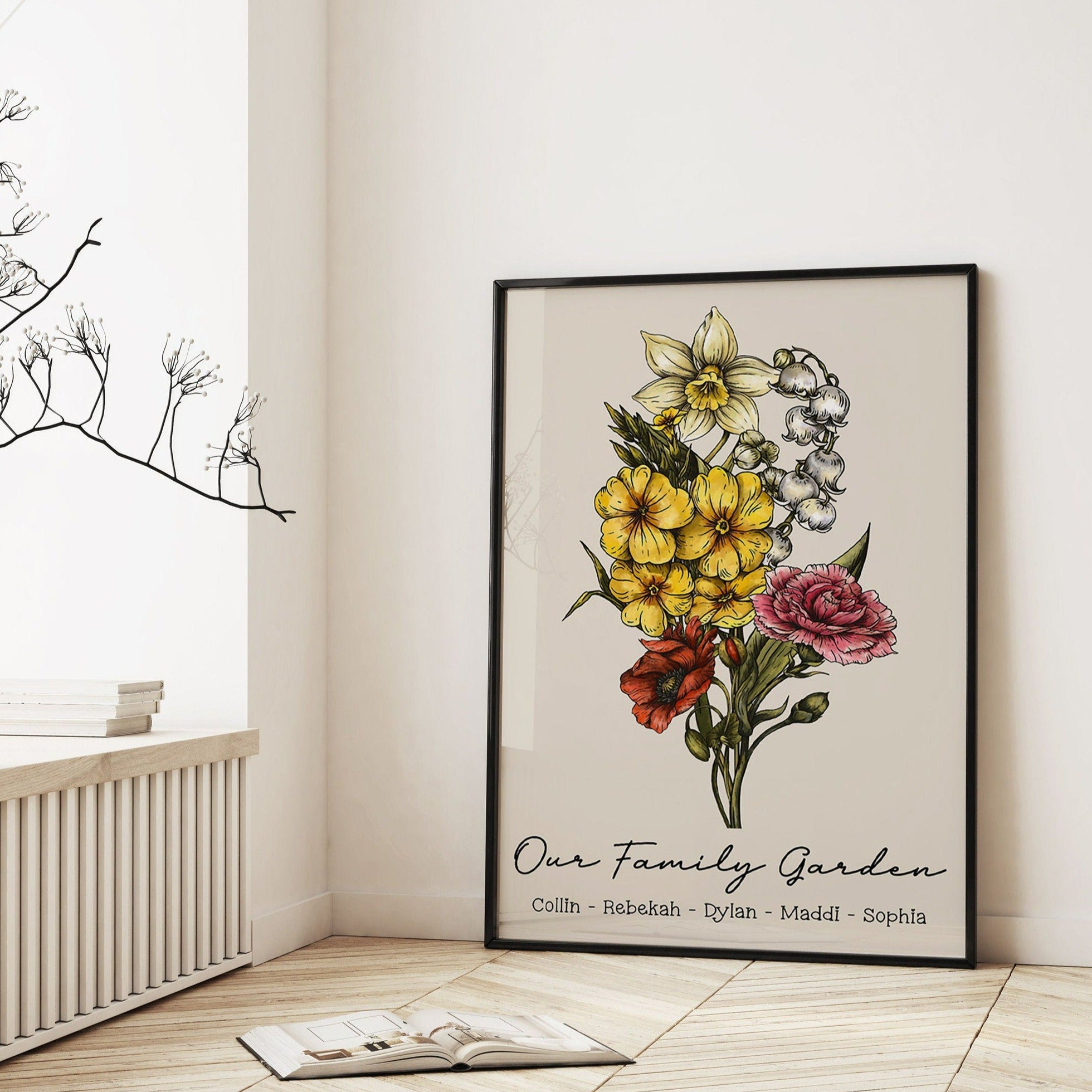 50%OFF🌷Birth Flower Family Bouquet Personalized Names Frame