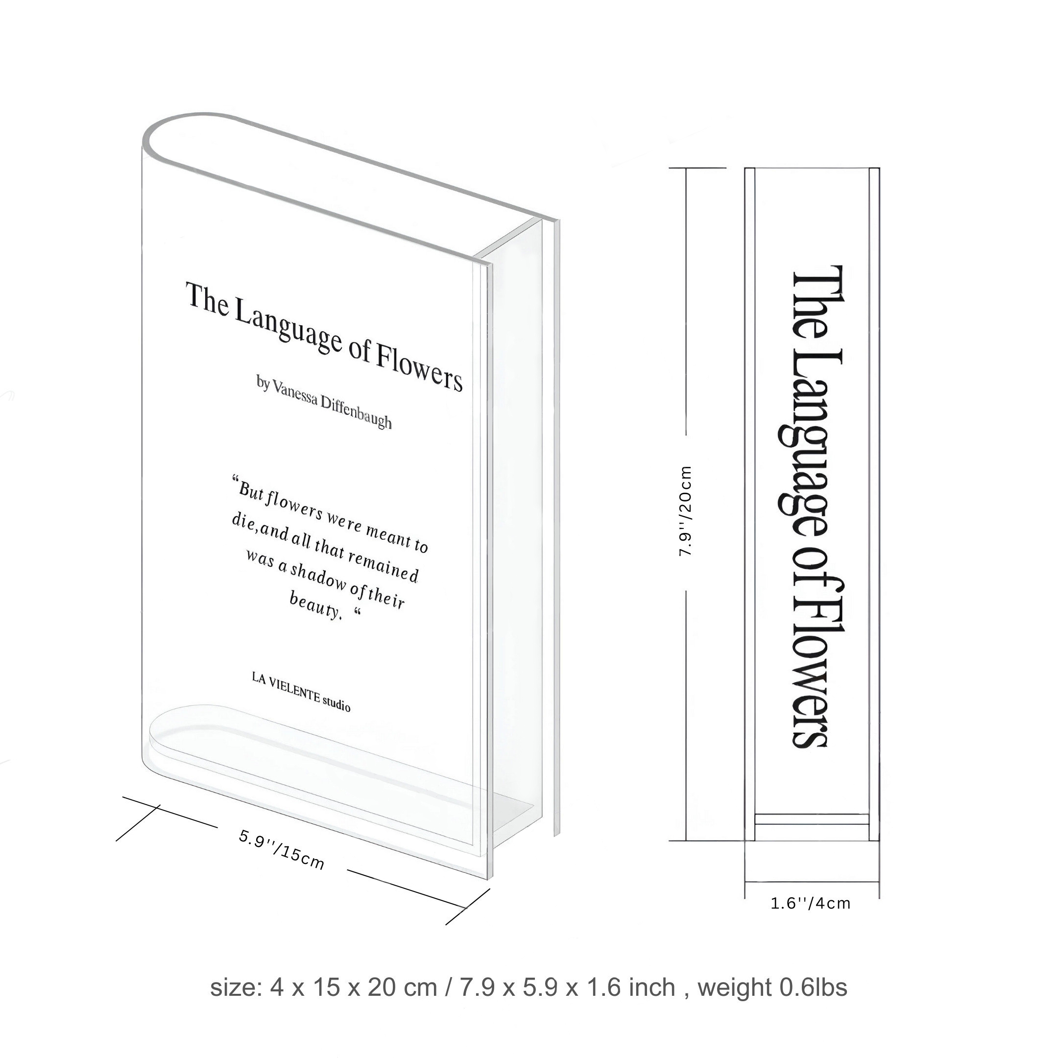 Acrylic Book Vase Custom Bookshelf Decor Special Gift