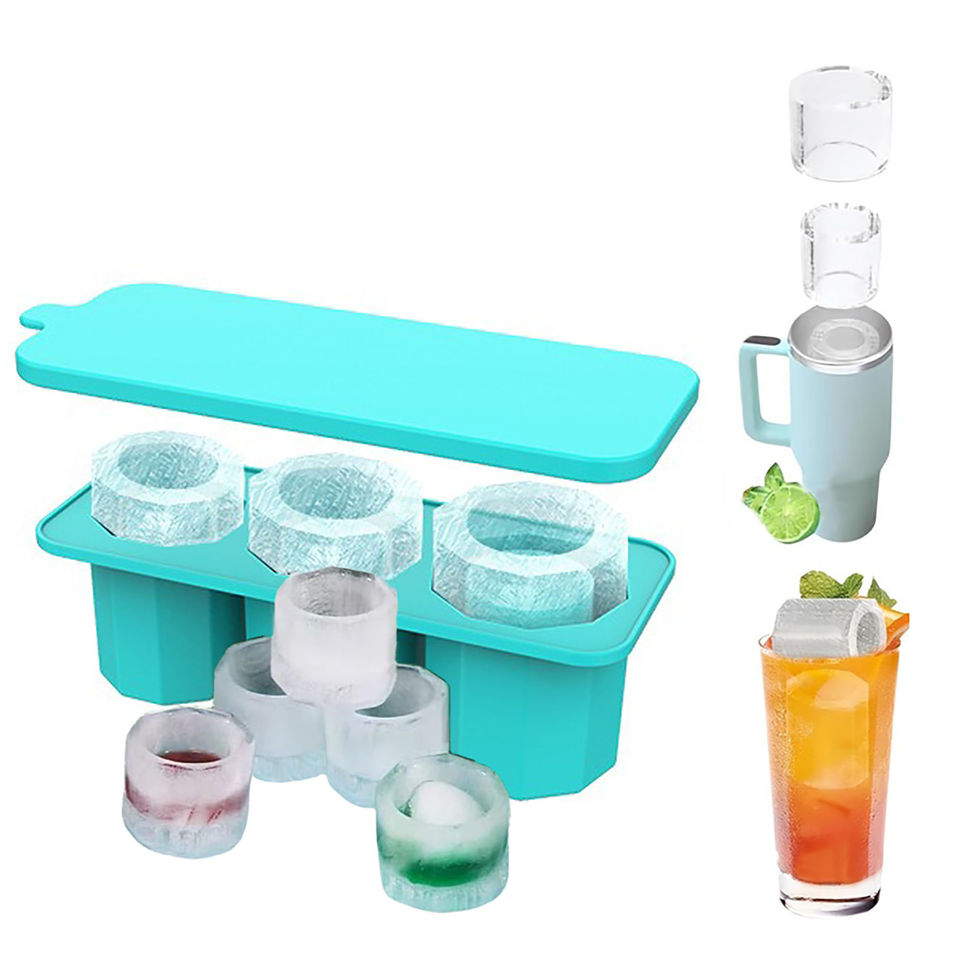 40z Water Cup Ice Tray - Cylindrical Silicone Ice Mold with Lid