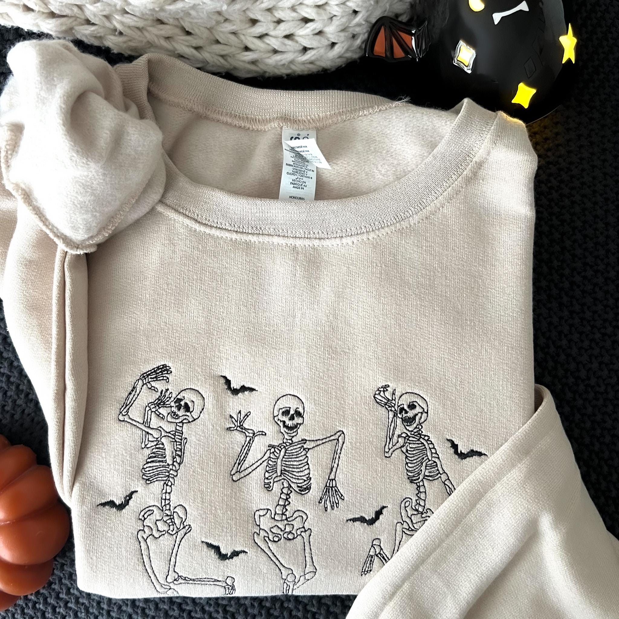Dancing Skull Embroidered Sweatshirt