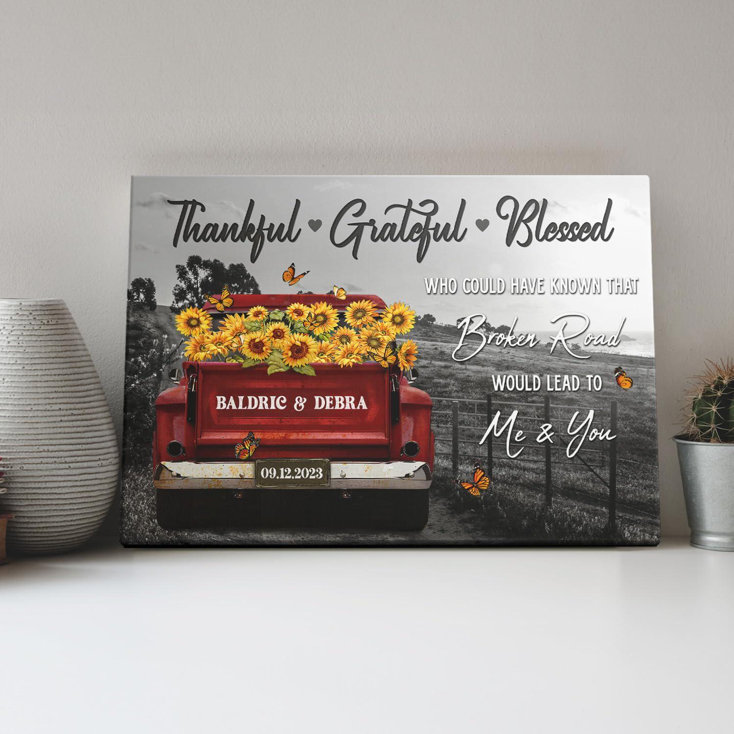 Custom Vintage Truck Sunflower Farmhouse Canvas Gift