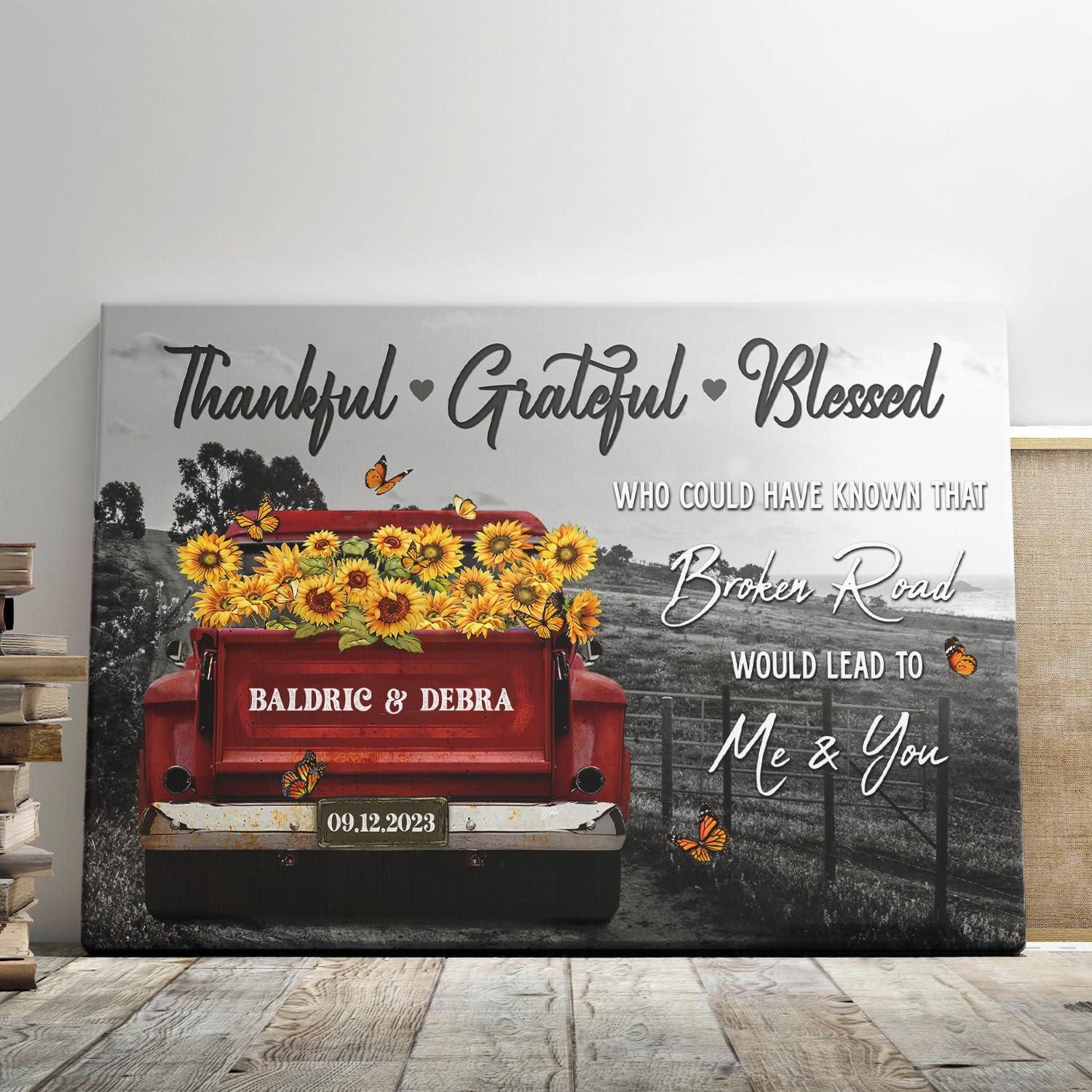 Custom Vintage Truck Sunflower Farmhouse Canvas Gift