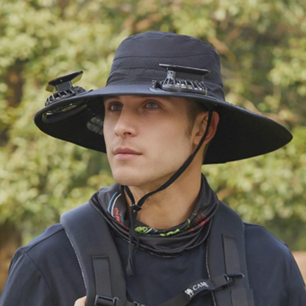 Solar - Powered Fan Hat: Camo Cooler for Outdoor Adventures