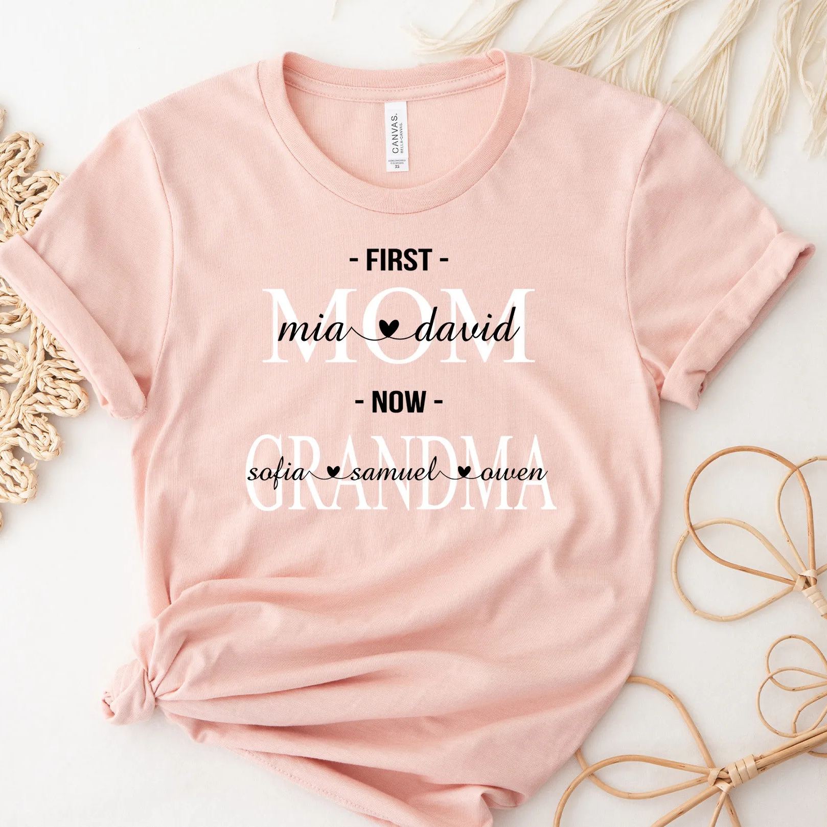 Personalized First Mom Now Grandma Shirt Mom With Kids Names Sweatshirt
