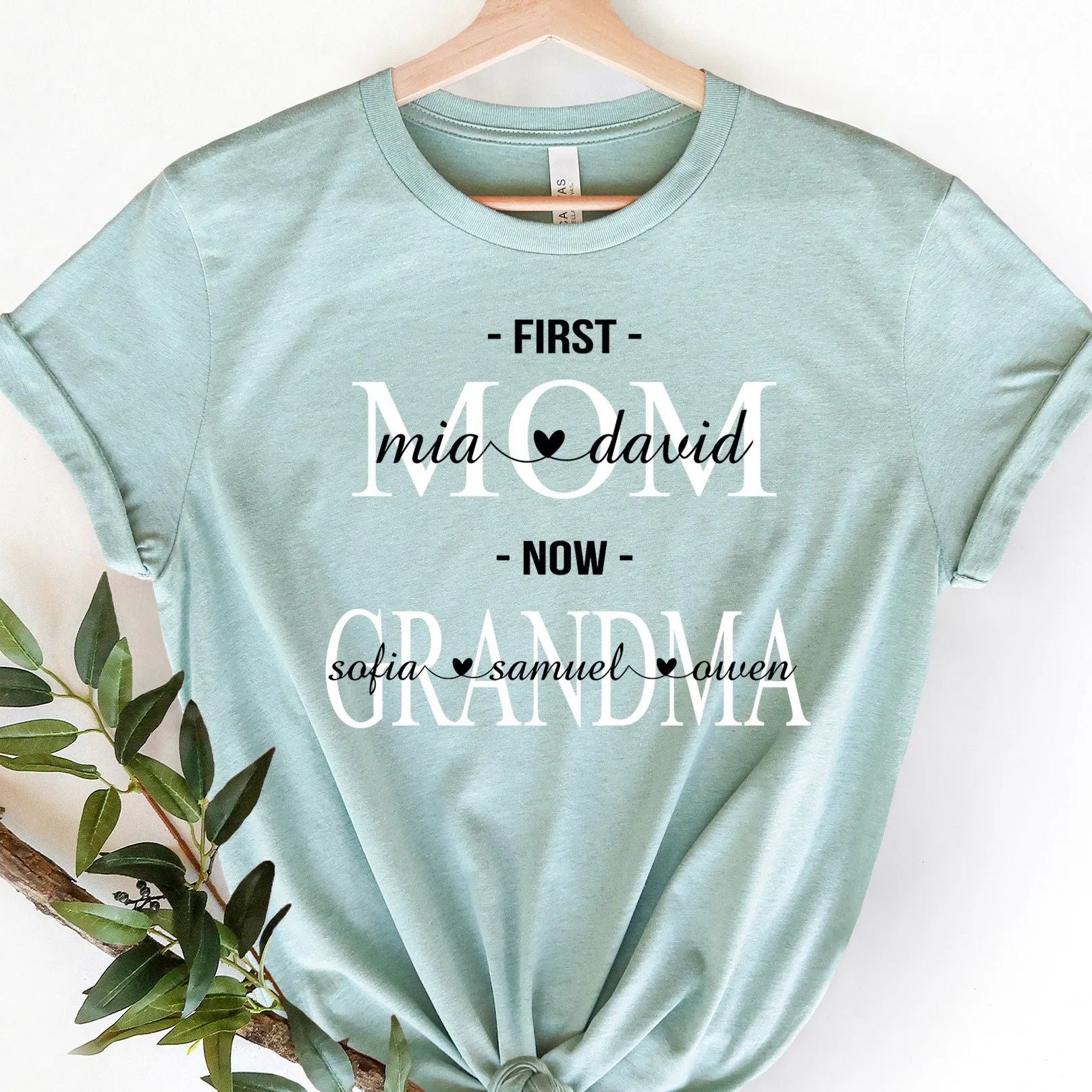 Personalized First Mom Now Grandma Shirt Mom With Kids Names Sweatshirt