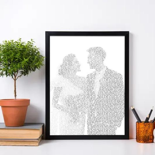 Portrait Lyrics Photo Frame Anniversary Gift