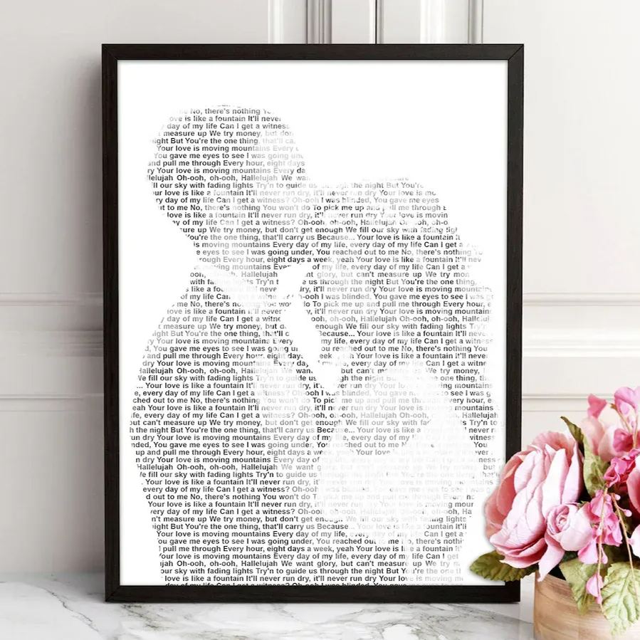 Portrait Lyrics Photo Frame Anniversary Gift