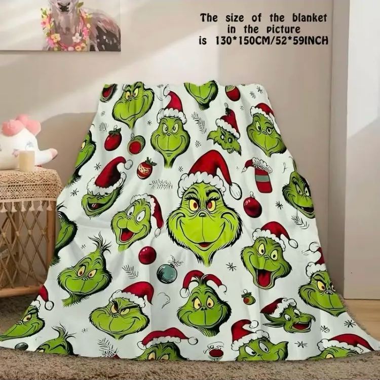 Christmas Checkered Anime Cartoon Throw Blanket