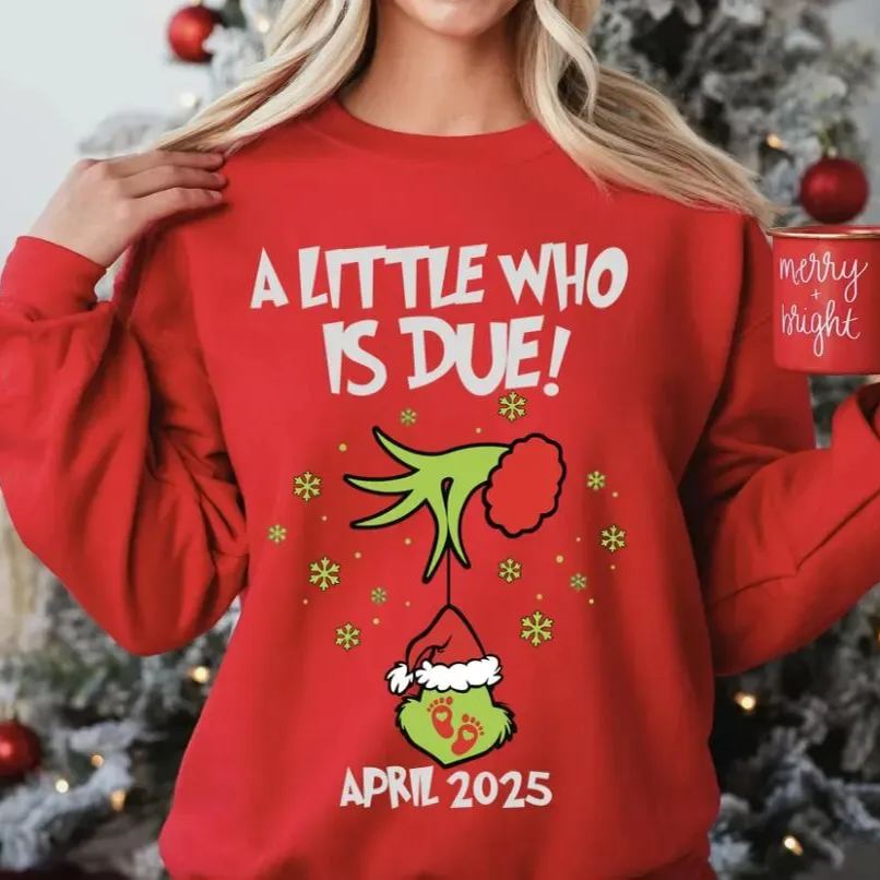 Custom Christmas Pregnancy Announcement Sweatshirt