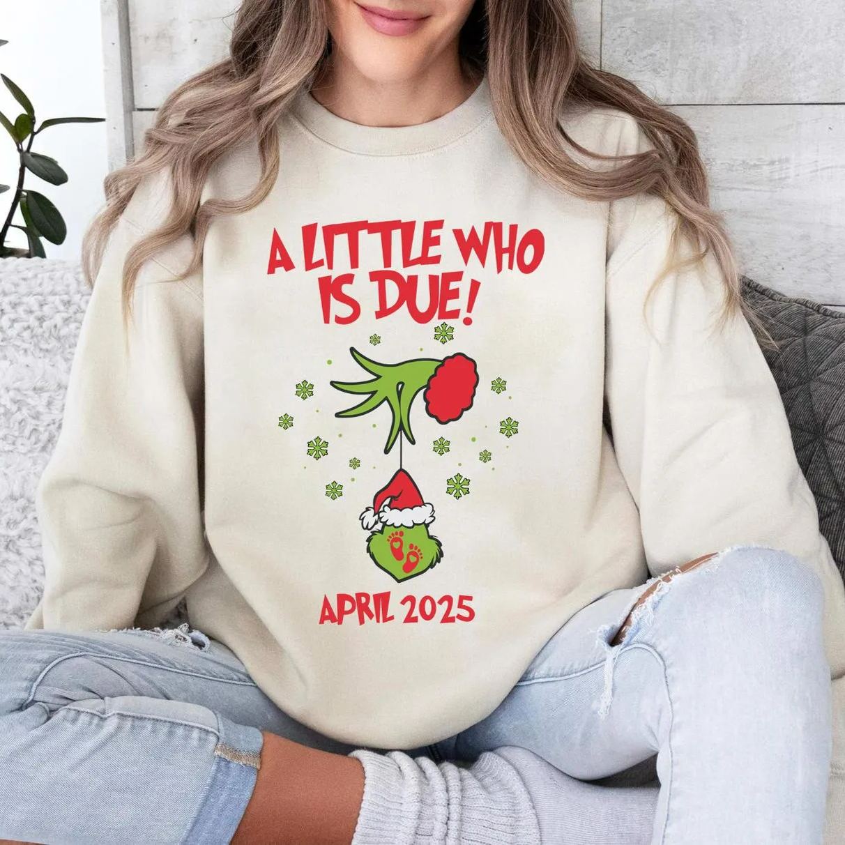 Custom Christmas Pregnancy Announcement Sweatshirt
