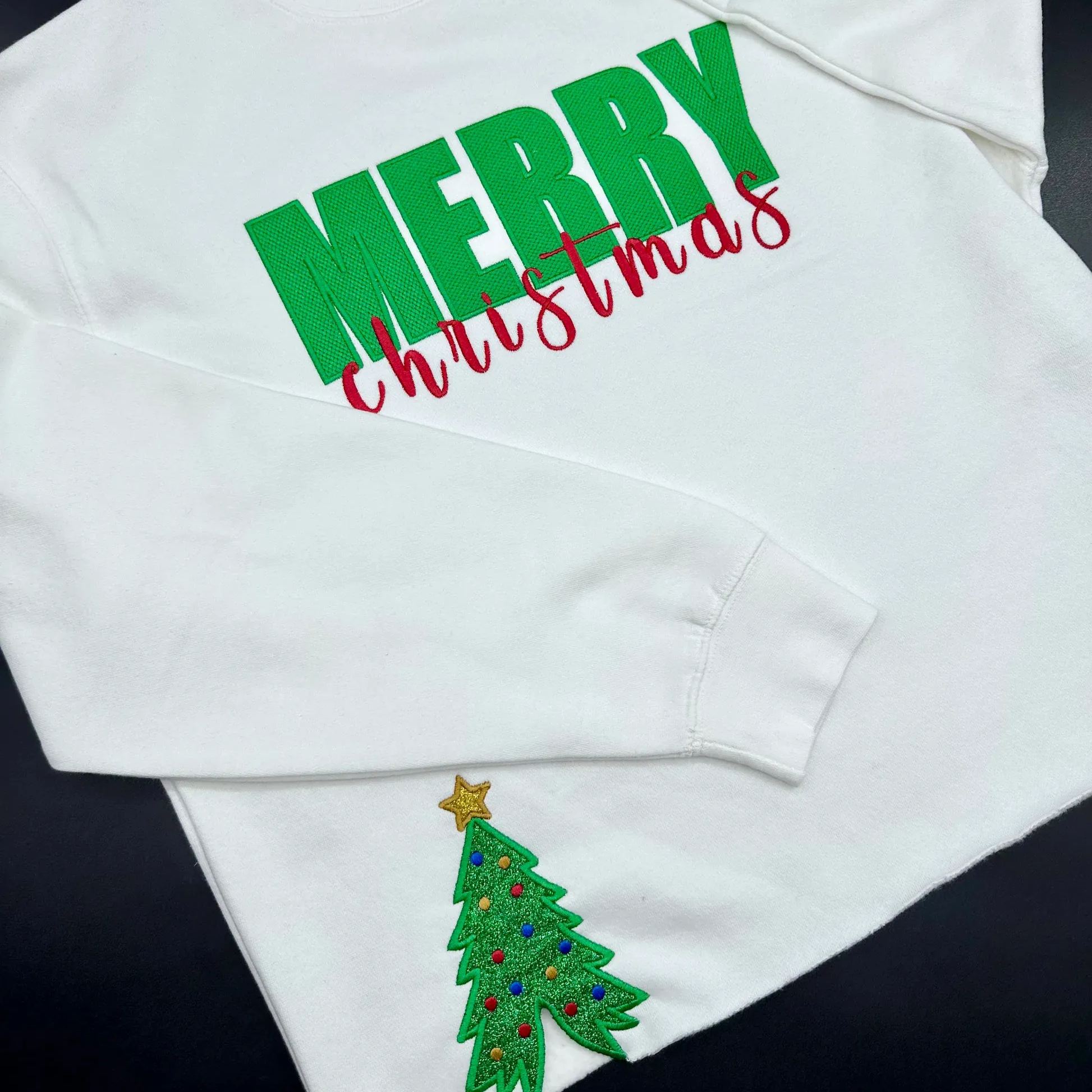[Copy]Christmas Tree Glitter Side Bow Sweatshirt