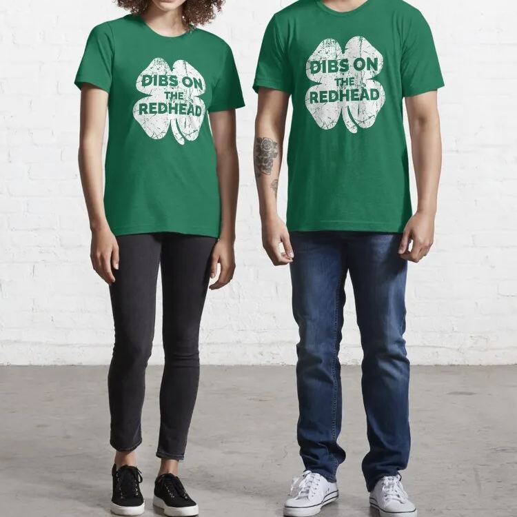 Vintage Dibs On The Redhead Funny Irish St Patricks Day Shamrock Essential T-Shirt