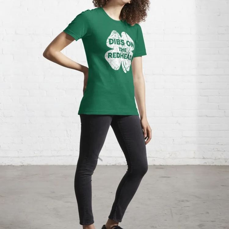 Vintage Dibs On The Redhead Funny Irish St Patricks Day Shamrock Essential T-Shirt