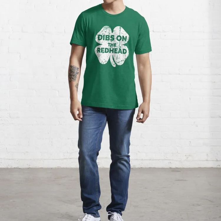 Vintage Dibs On The Redhead Funny Irish St Patricks Day Shamrock Essential T-Shirt