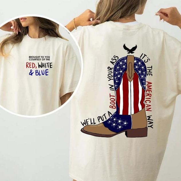 “American Pride Boot” Patriotic Cowboy Tee