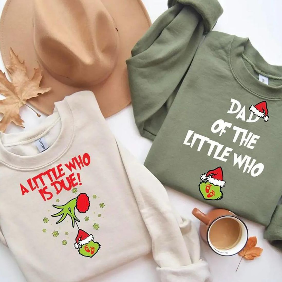 Custom Christmas Pregnancy Announcement Couple Sweatshirt