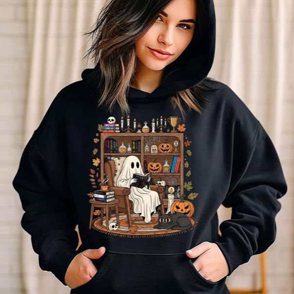 “Cozy Ghost Bookworm” Vintage Halloween Tee