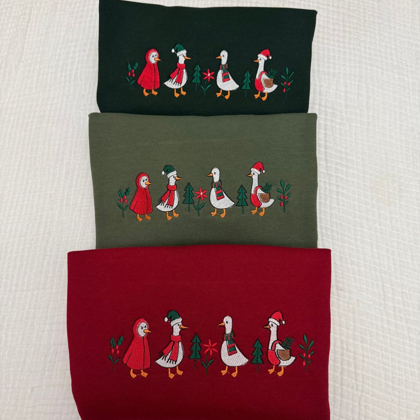 Christmas Goose embroidered sweatshirt