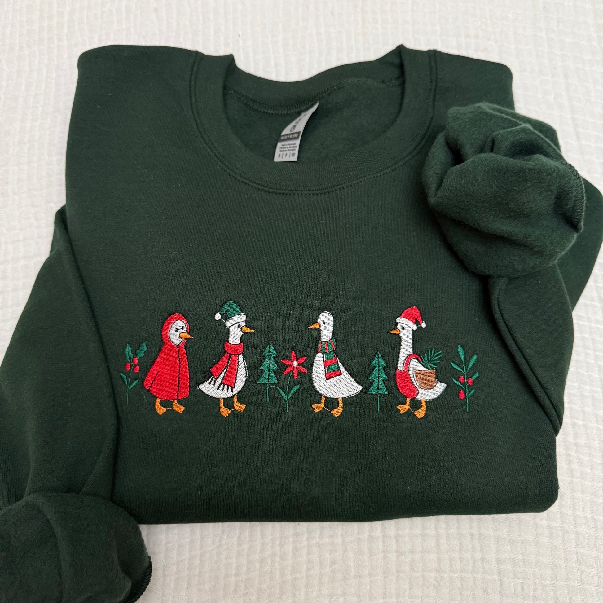 Christmas Goose embroidered sweatshirt