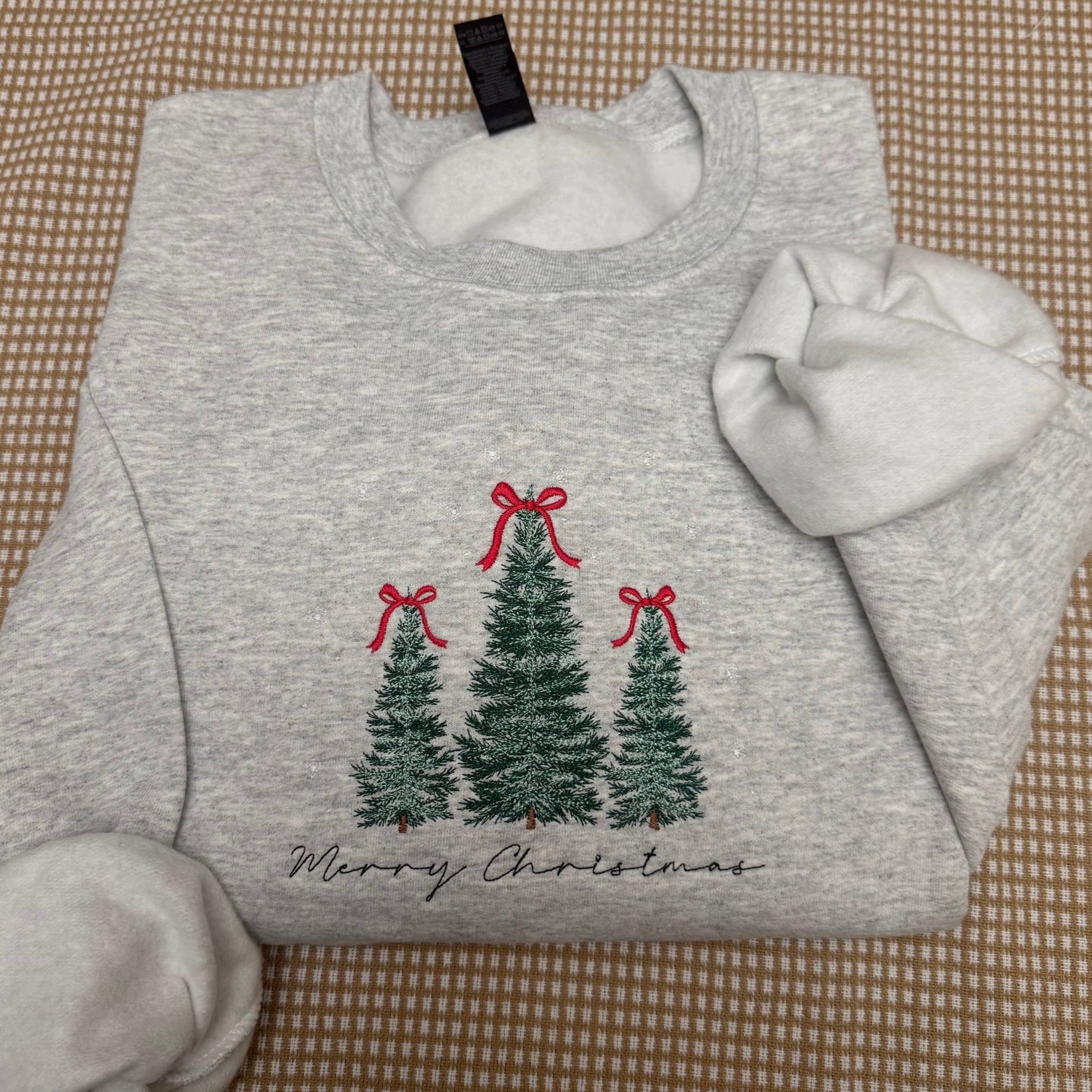Merry Christmas trees embroidered sweatshirt
