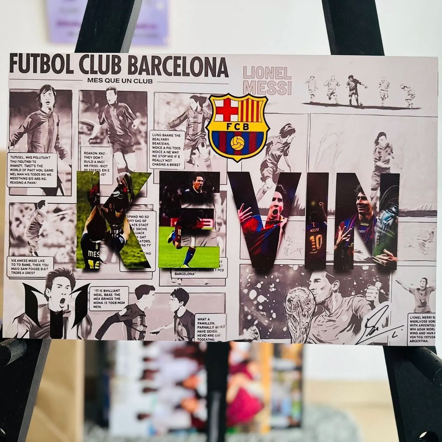 Personalized Messi Barcelona Name Plaque – Custom Football Fan Gift