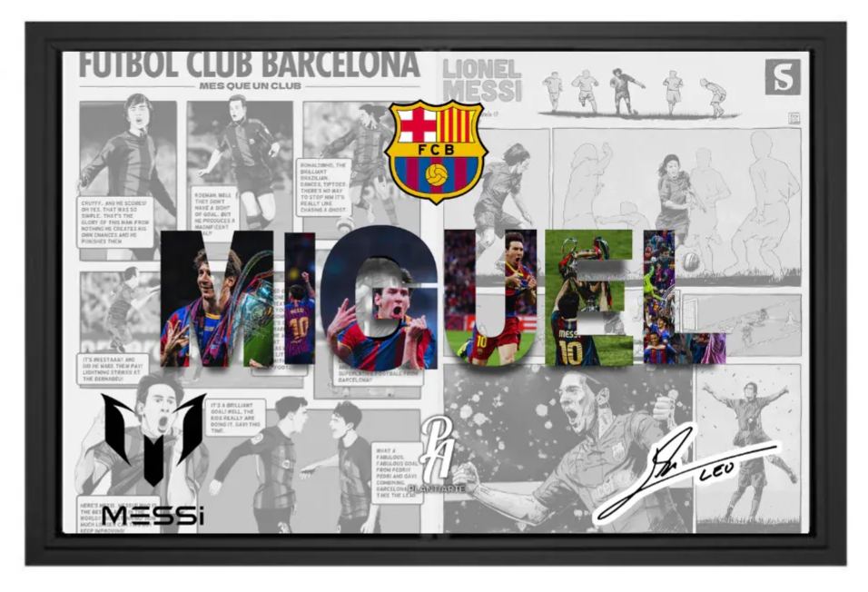 Personalized Messi Barcelona Name Plaque – Custom Football Fan Gift
