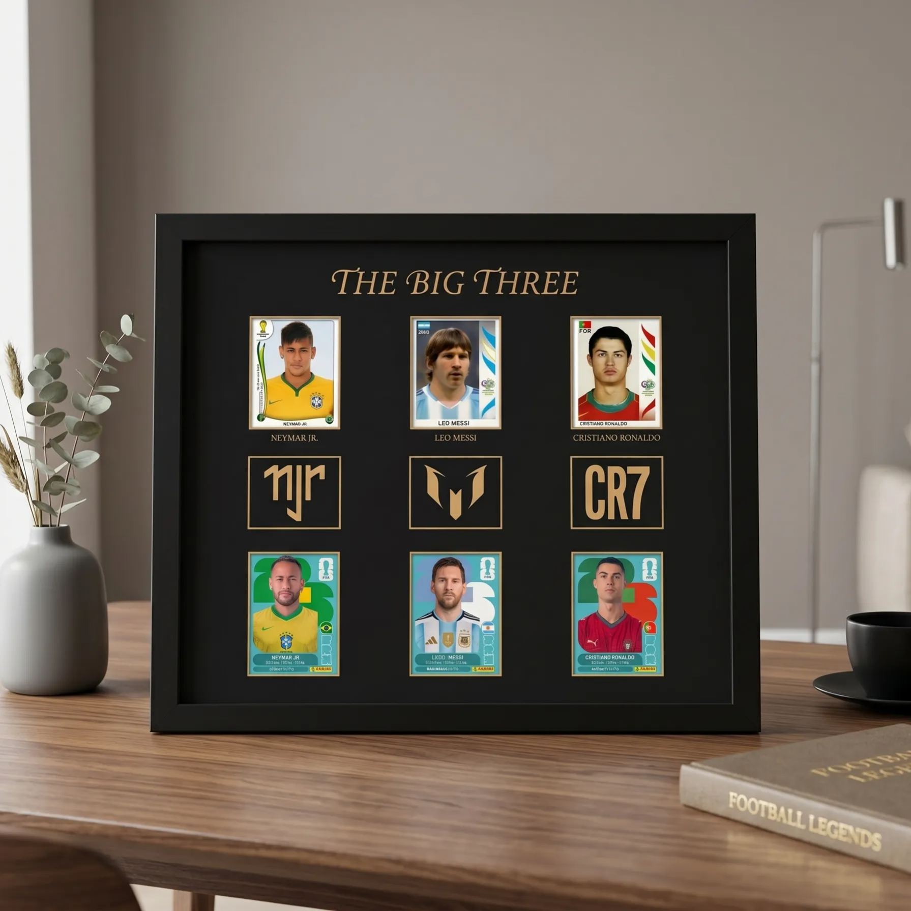 Big Three Soccer Legends Framed Collectible Display with Wood Frame