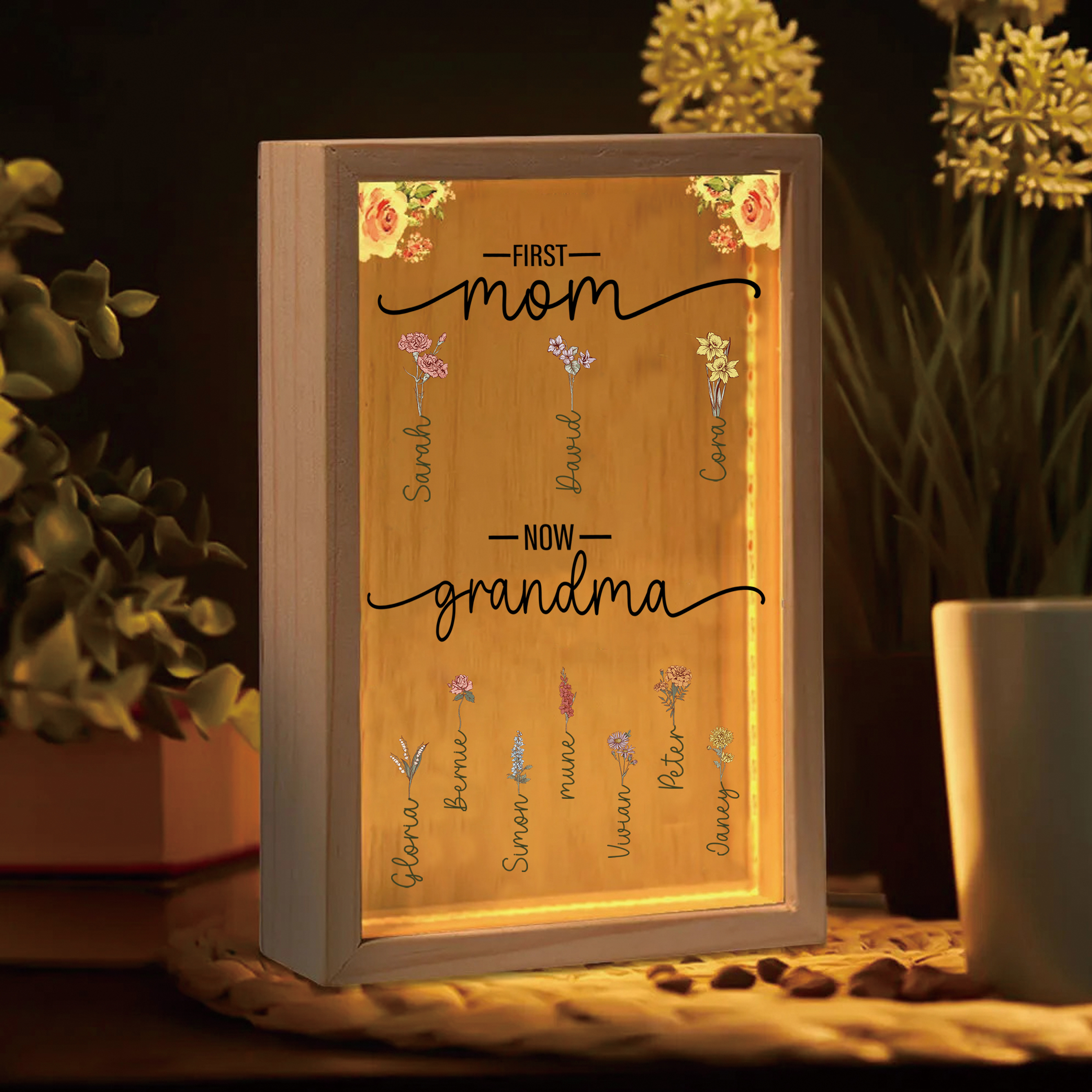 First Mom Now Grandma - Personalized Frame Light Box